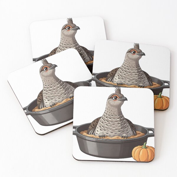 Item preview, Cute Ruffed Grouse in a Cast-Iron Baking Dish — Cozy Thanksgiving Feast designed and sold by pumsquare.