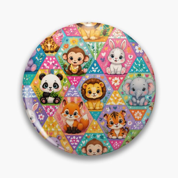 Item preview, Cute Baby Animals Tessellation – Colorful Kawaii Animal Pattern designed and sold by vinothmech53.