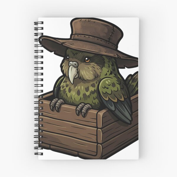 Item preview, Gothic Plague Doctor Kakapo in a Wooden Herb Crate — Dark Herbalist Familiar designed and sold by IllumeInk.