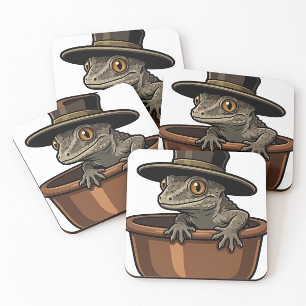 Item preview, Gothic Plague Doctor Gargoyle Gecko in a Copper Basin — Dark Herbalist Familiar designed and sold by IllumeInk.