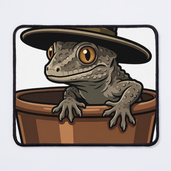 Item preview, Gothic Plague Doctor Gargoyle Gecko in a Copper Basin — Dark Herbalist Familiar designed and sold by IllumeInk.