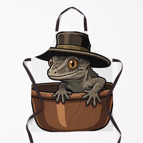 Item preview, Gothic Plague Doctor Gargoyle Gecko in a Copper Basin — Dark Herbalist Familiar designed and sold by IllumeInk.