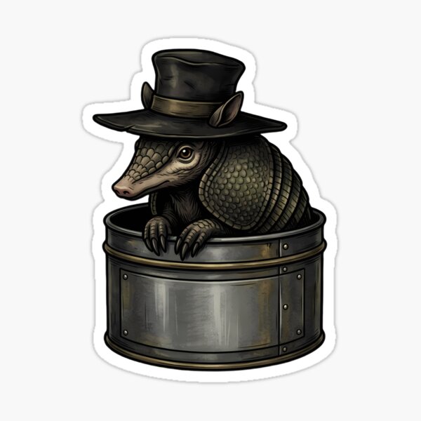 Item preview, Gothic Plague Doctor Armadillo in a Tin Herb Tin — Dark Herbalist Familiar designed and sold by IllumeInk.