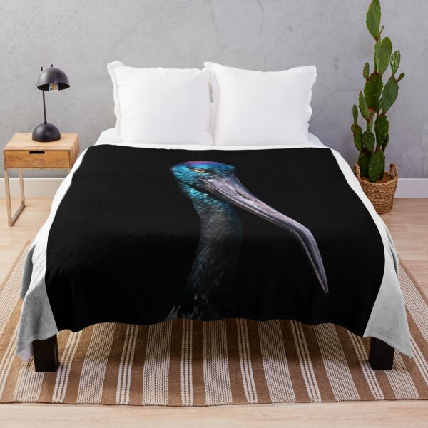 Item preview, Iridescent Black Stork Portrait on Dark Background designed and sold by Daviean.