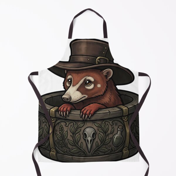 Item preview, Gothic Plague Doctor Coati in a Carved Herb Trough — Dark Herbalist Familiar designed and sold by IllumeInk.