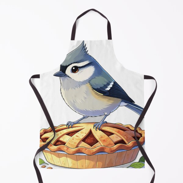 Item preview, Cute Tufted Titmouse Perched on a Giant Spiced Pear Pie — Cozy Thanksgiving Feast designed and sold by pumsquare.