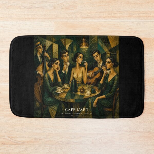 Item preview, Cafe De L'Art - Vintage Emerald Green French Painting designed and sold by استوديو ناب فن.