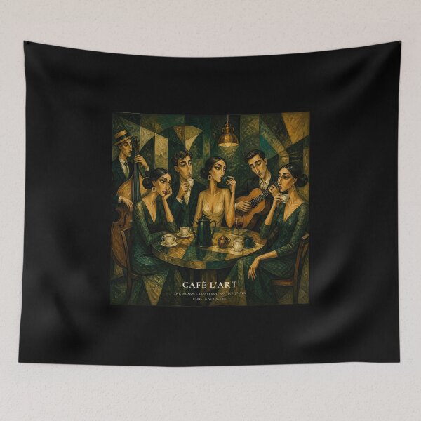 Item preview, Cafe De L'Art - Vintage Emerald Green French Painting designed and sold by استوديو ناب فن.