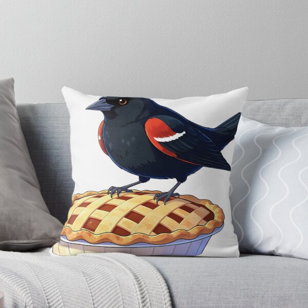 Item preview, Cute Red-Winged Blackbird Perched on a Giant Maple Cream Pie — Cozy Thanksgiving Feast designed and sold by pumsquare.