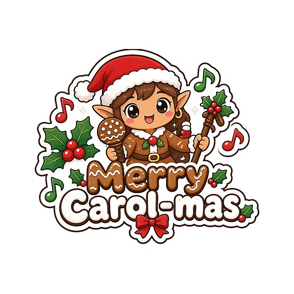 “Merry Carol-mas” design: christmas Gift for Singers, cute kawaii art by Soft Merch