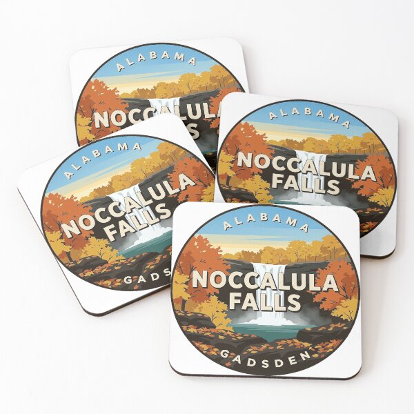 Item preview, Noccalula Falls Alabama Autumn Waterfall Round Badge Sticker designed and sold by DetourDgn.