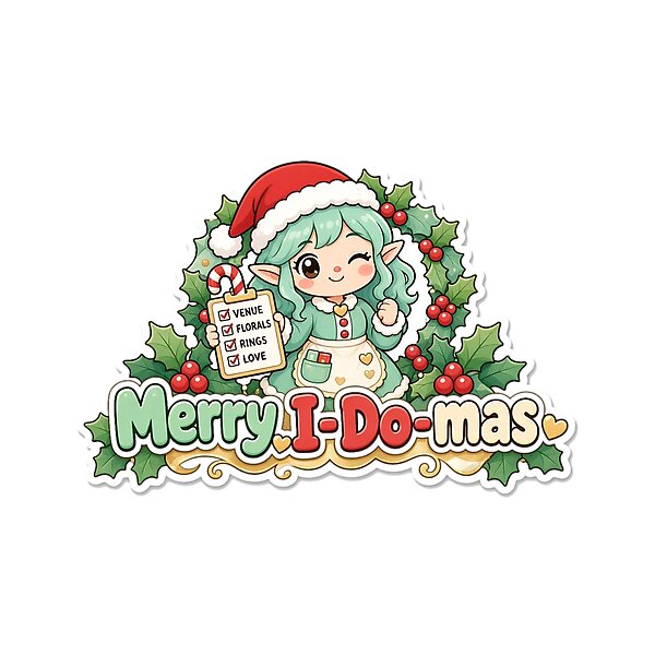 “Merry I-Do-mas†design: christmas Gift for Wedding Planners, cute kawaii art by Soft Merch