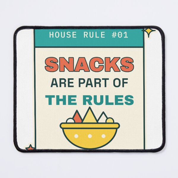 Artikelvorschau, Snacks gehören zu den Regeln – Lustiges Schild für den Spieleabend entworfen und verkauft von Playful Paper Club.