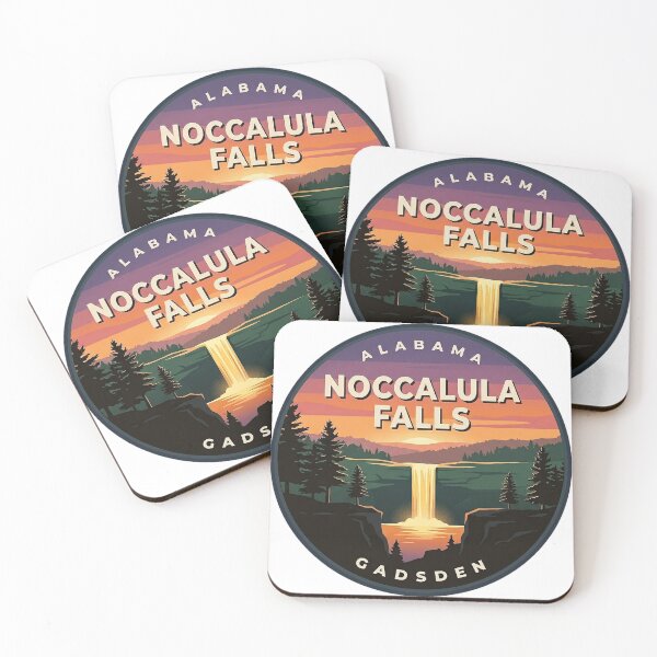 Item preview, Noccalula Falls Alabama Sunset Waterfall Round Badge Sticker designed and sold by DetourDgn.