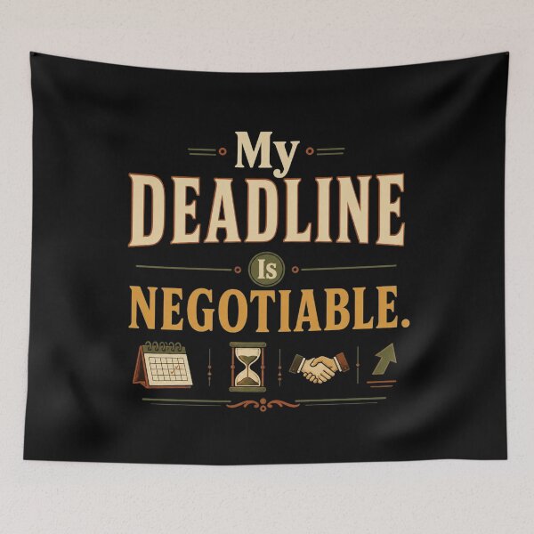 Item preview, My Deadline Is Negotiable. | Funny Office & Procrastination Humor Retro Typography designed and sold by Irene Catchmind.