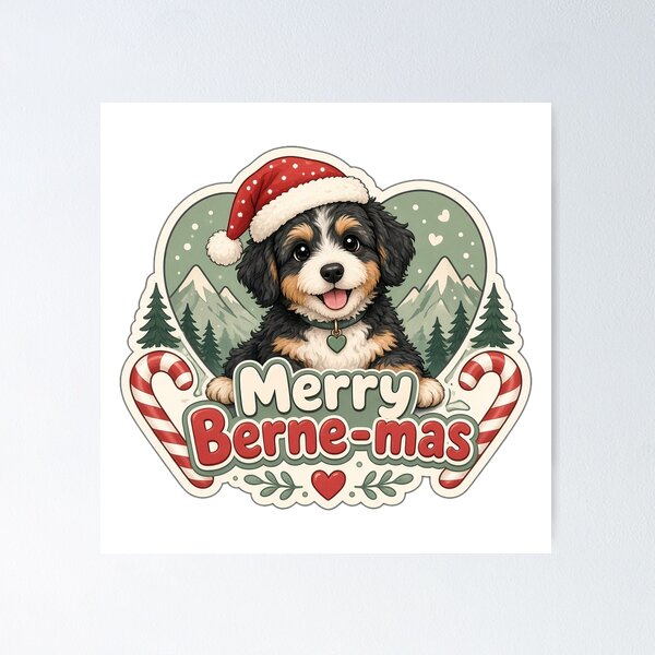 Item preview, Bernedoodle Christmas Merry Berne-mas Gift designed and sold by Soft Merch.