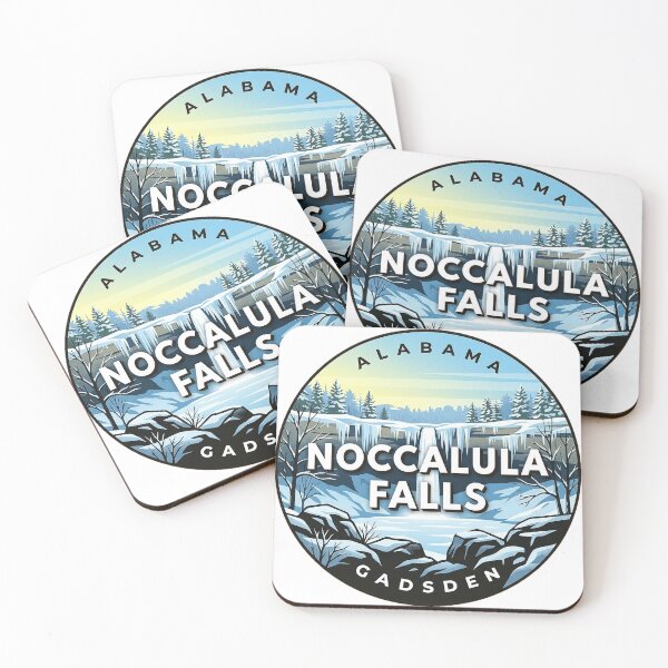 Item preview, Noccalula Falls Alabama Frozen Winter Waterfall Badge Sticker designed and sold by DetourDgn.
