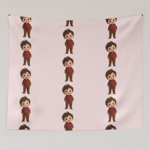 Item preview, Cute 3D Little Vampire Boy in Autumn Red Vest Plaid Shirt designed and sold by استوديو ناب فن.