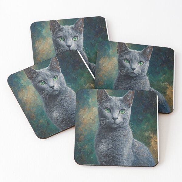 Aperçu de l'œuvre Russian Blue cat créée et vendue par Artnovalty.redbubble.com.