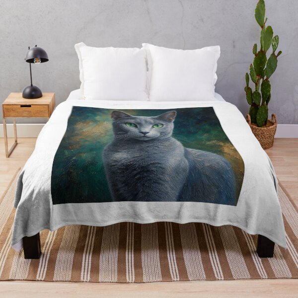 Aperçu de l'œuvre Russian Blue cat créée et vendue par Artnovalty.redbubble.com.