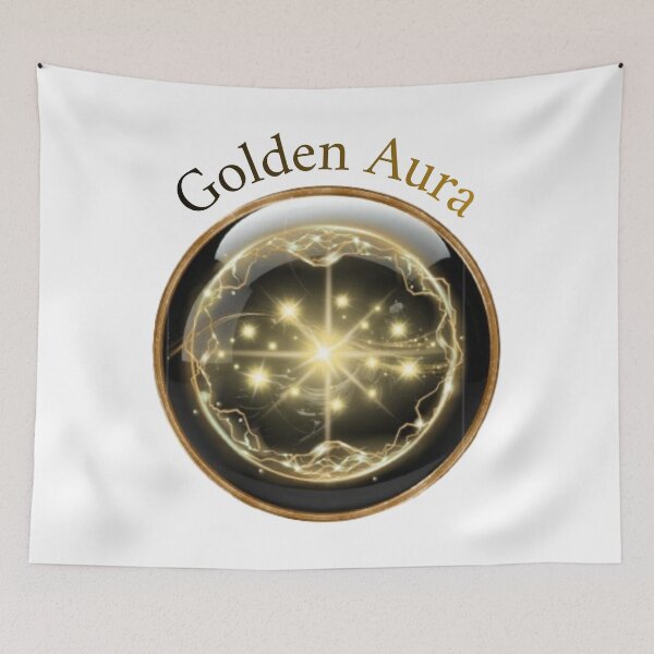Item preview, ​Golden Aura Mystical Sphere with Glowing Stars and Sacred Energy Design designed and sold by MinimalAurashop.