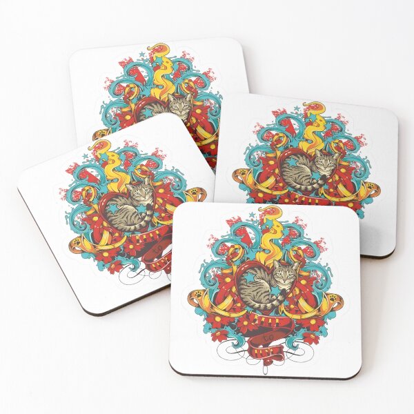 Item preview, Vintage Floral Cat Tattoo Cres designed and sold by GussieGerman.