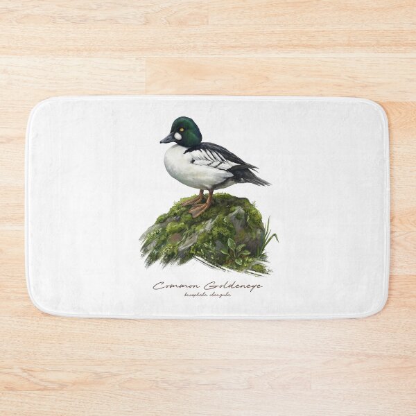 Item preview, Common Goldeneye on Mossy Rock Bird Illustration designed and sold by Takeda-art.