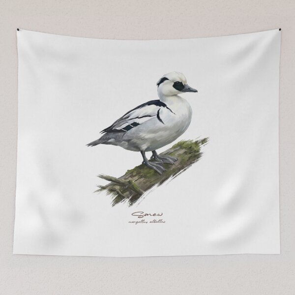 Item preview, Smew by the Water Bird Illustration designed and sold by Takeda-art.