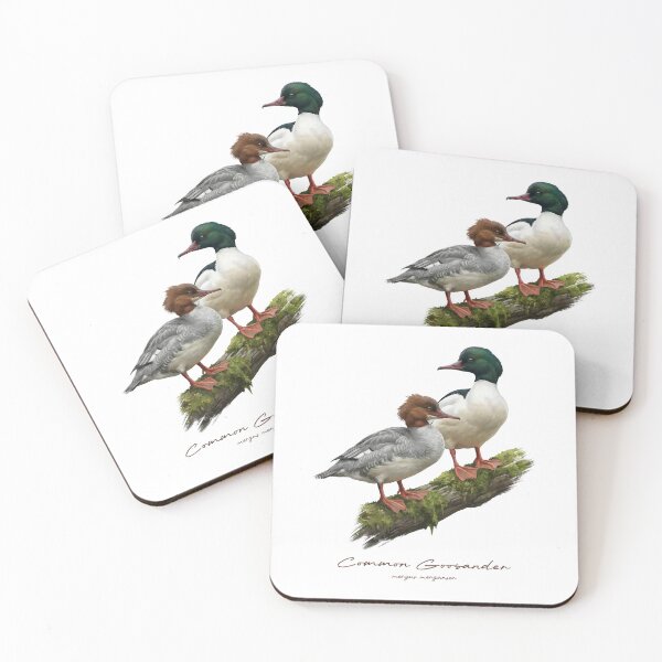 Item preview, Common Goosander on Mossy Log Bird Illustration designed and sold by Takeda-art.
