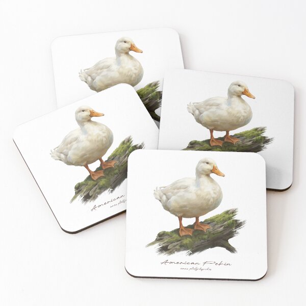 Item preview, American Pekin on Mossy Log Bird Illustration designed and sold by Takeda-art.