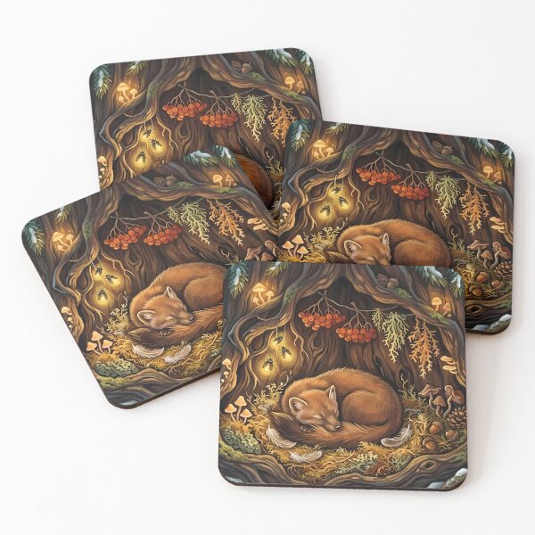 Aperçu de l'œuvre Tanière d'hiver : Martre des pins endormie créée et vendue par Amber Bloom Wilds.