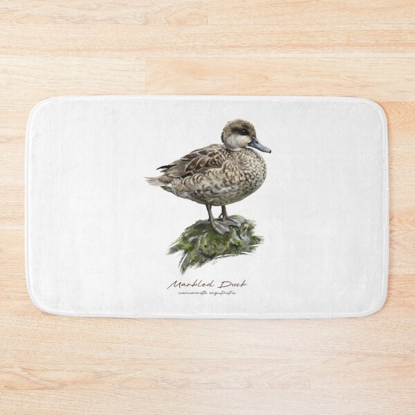 Item preview, Marbled Duck on Mossy Rock Bird Illustration designed and sold by Takeda-art.