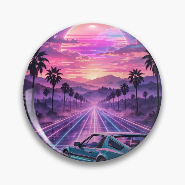 Item preview, Retro Sports Car on Neon Grid Highway at Sunset designed and sold by kooliros14.