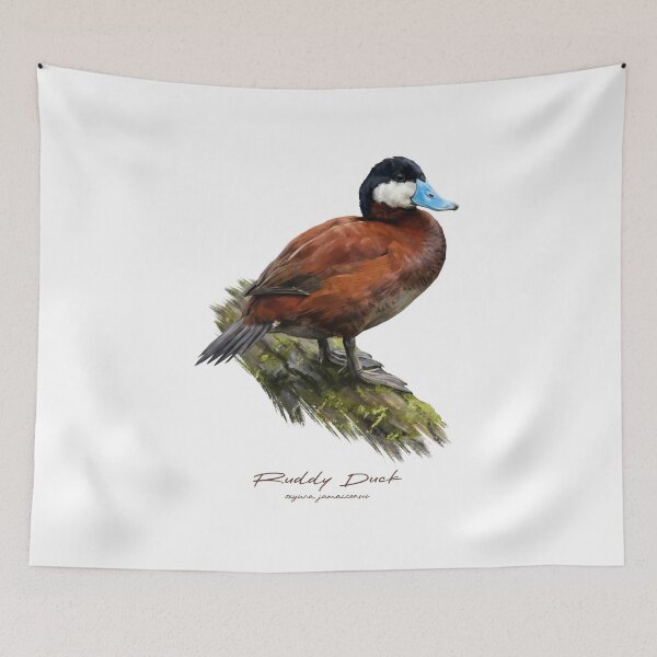 Item preview, Ruddy Duck on Mossy Log Bird Illustration designed and sold by Takeda-art.
