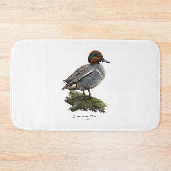 Item preview, Common Teal on Mossy Log Bird Illustration designed and sold by Takeda-art.