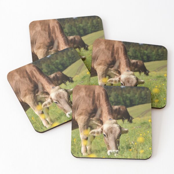 Item preview, Brown Cow Grazing in Summer Wildflower Pasture designed and sold by Foxieri.