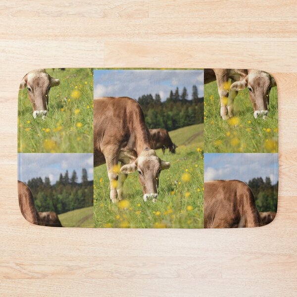 Item preview, Brown Cow Grazing in Summer Wildflower Pasture designed and sold by Foxieri.