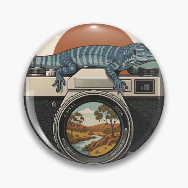 Item preview, Focus on the Wild – Retro Blue-Tongue Lizard on Vintage Camera designed and sold by Random Designs.
