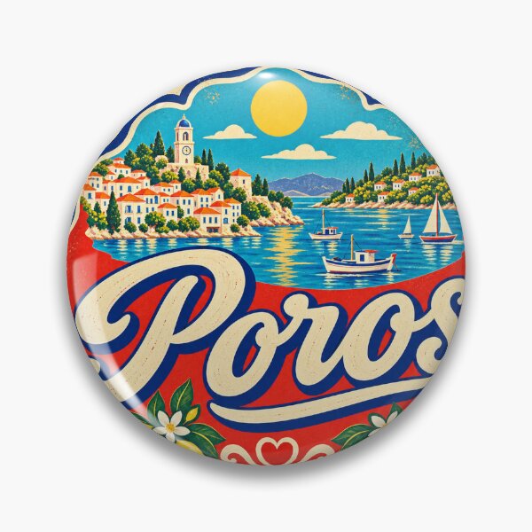 Item preview, Poros Greece Travel Souvenir Painted Mediterranean Sign designed and sold by VisualArtsOasis.