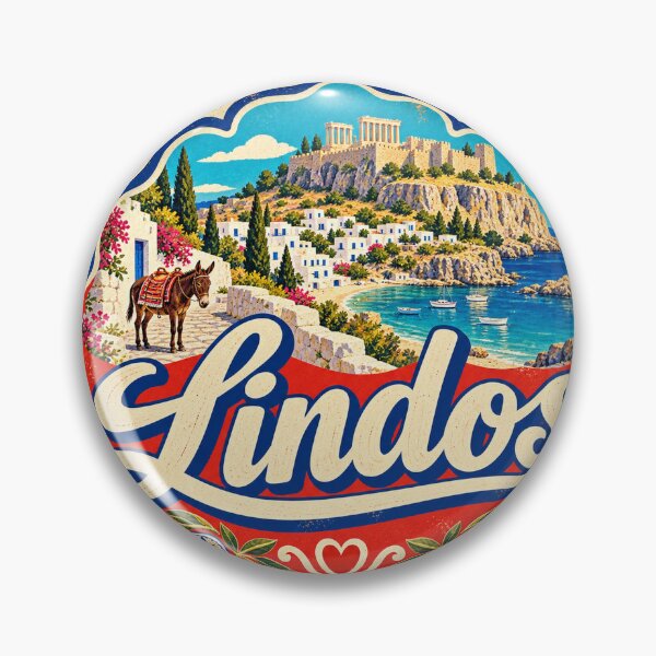 Item preview, Lindos Greece Travel Souvenir Painted Mediterranean Sign designed and sold by VisualArtsOasis.