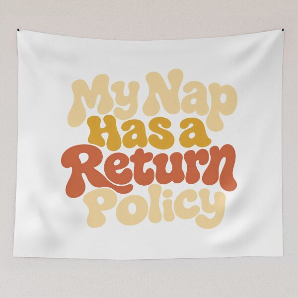 Aperçu de l'œuvre Nap Return Policy Retro Bubble Lettering Humor créée et vendue par Bikivuno.