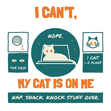 Imagen de la obra I Cant My Cat Is On Me Retro Riso Cat Lover de somebasic