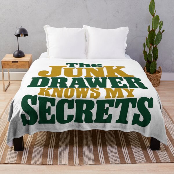 Item preview, Junk Drawer Secrets Green Gold Lettering Humor designed and sold by Bikivuno.