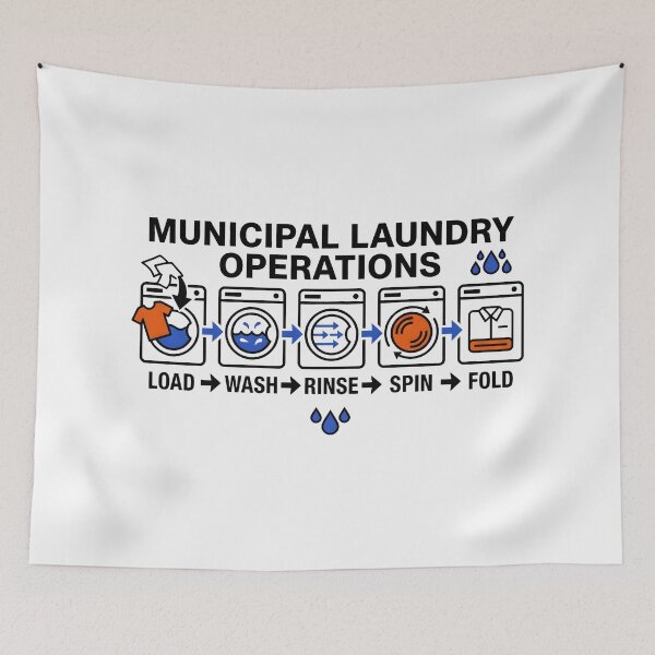 Item preview, Laundry Humor Municipal Operations Daily Routine designed and sold by SplashTastic.