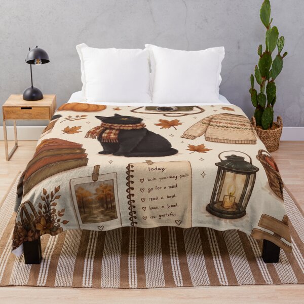 Item preview, Cozy autumn aesthetic design, black cat designed and sold by Knightofartx25.