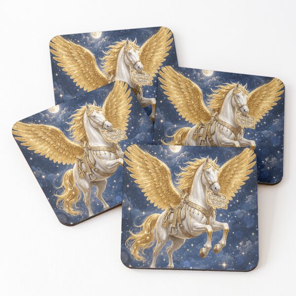 Item preview, EL CABALLO BLANCO DORADO - White Gold Pegasus RIFA $1,000,000 - Full Moon Starry Night Loteria Millionaire designed and sold by HydStyle99.