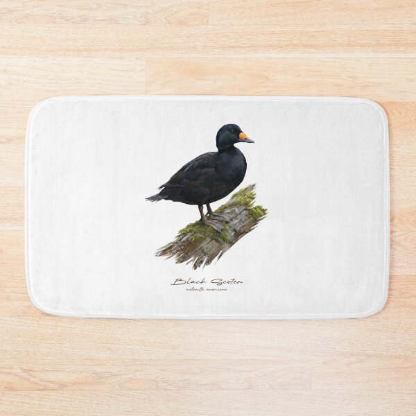 Item preview, Black Scoter on Mossy Log Bird Illustration designed and sold by Takeda-art.