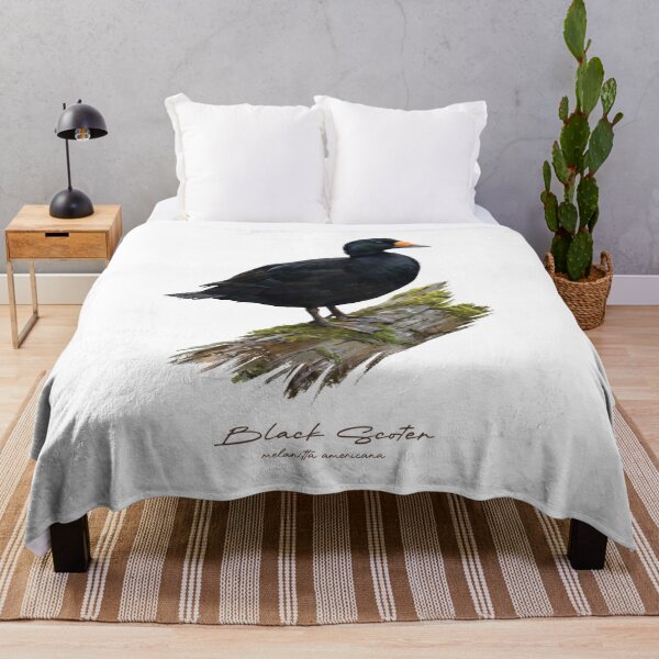 Item preview, Black Scoter on Mossy Log Bird Illustration designed and sold by Takeda-art.