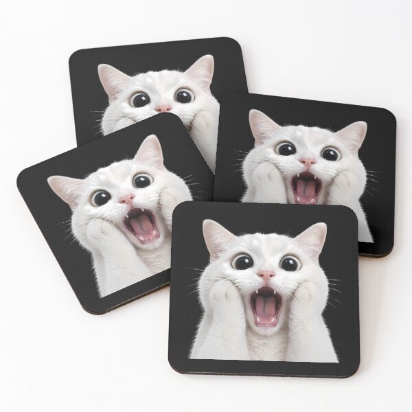 Item preview, White Cat Screaming with Wide Open Mouth designed and sold by Linework Studio.