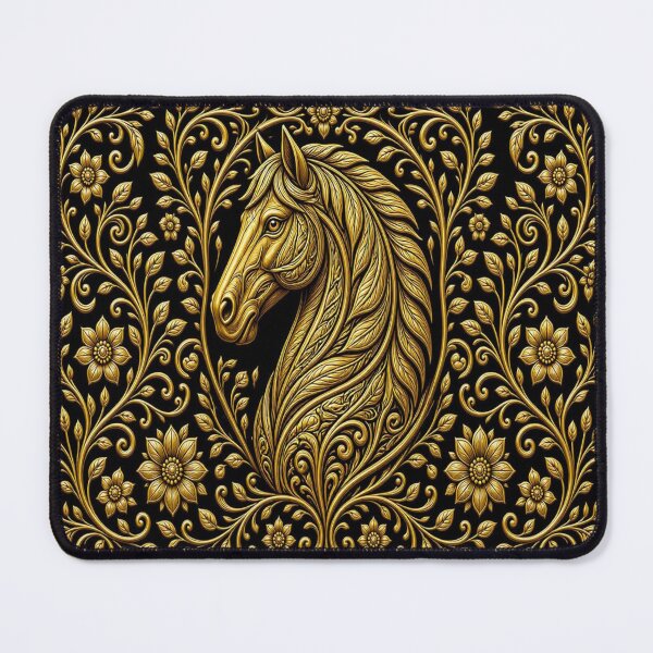 Item preview, Majestic Golden Horse Head Elegant Floral Baroque Gold Art designed and sold by Breezes-of-Ida.